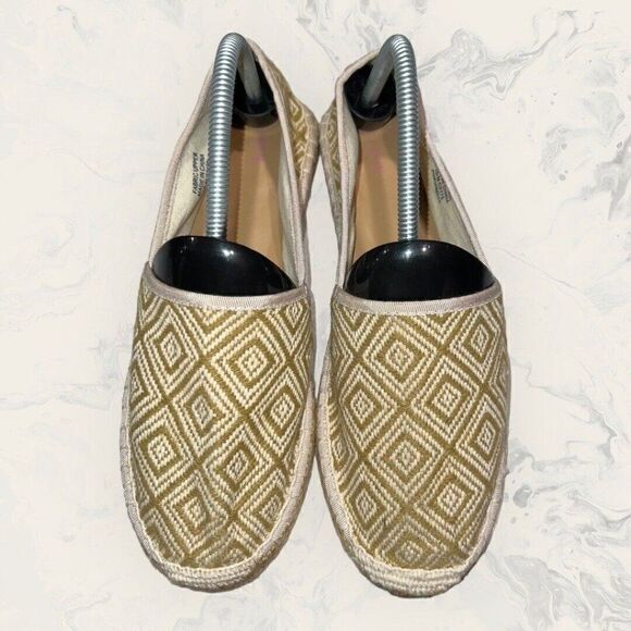 NWT J. Crew Green / Ivory Flat Loafers Slip On Hemp Rope Trim Women’s Size 10 - Picture 2 of 8